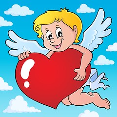 Image showing Cupid holding stylized heart image 2