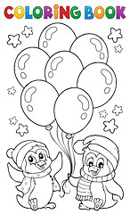 Image showing Coloring book party penguins 1