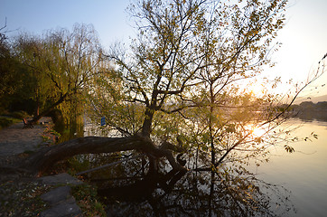 Image showing Sunset at the West Lake in Hangzhou,China