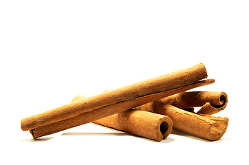 Image showing Long cinnamon on a white background with soft shadow
