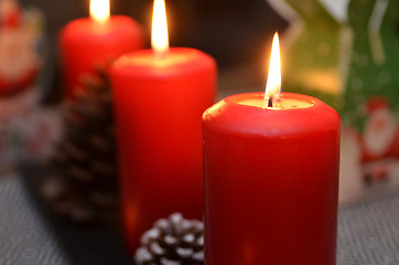 Image showing Christmas candle burning at night