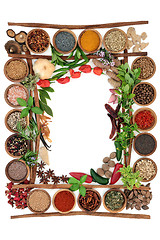 Image showing Abstract Herb and Spice Border