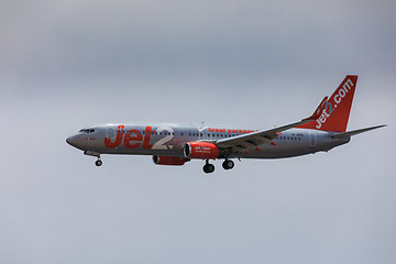 Image showing ARECIFE, SPAIN - APRIL, 16 2017: Boeing 737-800 of Jet2 with the