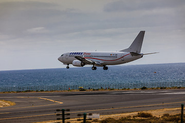 Image showing ARECIFE, SPAIN - APRIL, 15 2017: Boeing 737 - 300 of Cobrex Tran