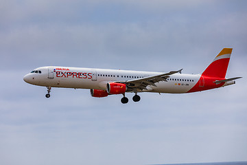 Image showing ARECIFE, SPAIN - APRIL, 15 2017: AirBus A321 of IBERIA with the 