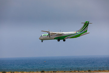 Image showing ARECIFE, SPAIN - APRIL, 16 2017: ATR 72 of Binter with the regis