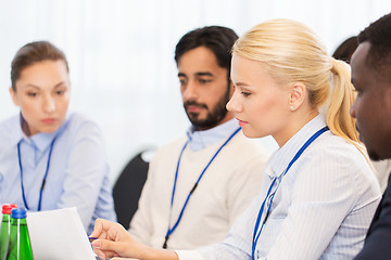 Image showing happy business team at international conference