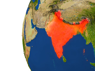 Image showing India on globe