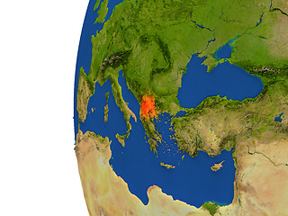 Image showing Macedonia on globe