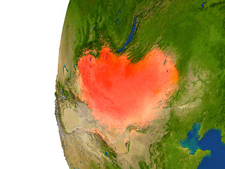 Image showing Mongolia on globe