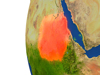 Image showing Sudan on globe