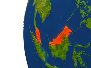 Image showing Malaysia on globe