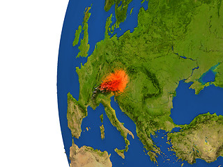 Image showing Austria on globe