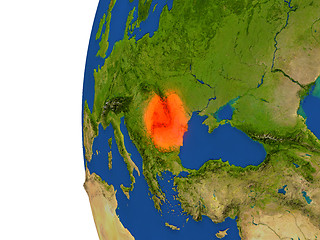 Image showing Romania on globe