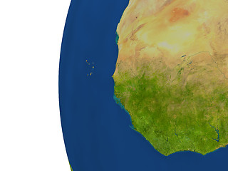 Image showing Gambia on globe