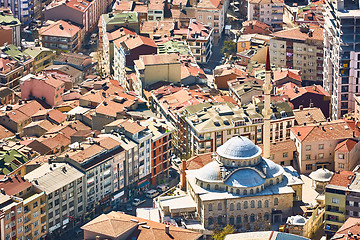 Image showing View of the roofs of Istanbul. Retro style. Shooting through glass.