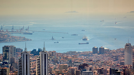 Image showing Aerial view of Istanbul and Bosphorus