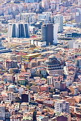 Image showing Istanbul, Turkey - April 3, 2017: View of the roofs of Istanbul. Retro style. Shooting through glass