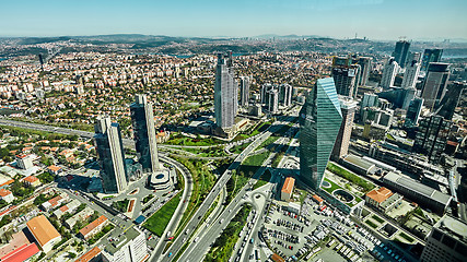 Image showing Istanbul, Turkey - April 3, 2017: Arial view the Levent Business District.