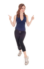 Image showing Exercise woman with her thump up.