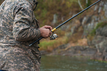 Image showing Fisherman at the Altai river