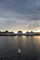 Image showing Dramatic scenery of post storm sunset of Nymphenburg palace in Munich Germany.