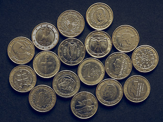 Image showing Vintage Euro coins of many countries