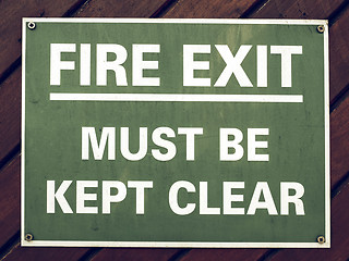 Image showing Vintage looking Fire exit sign