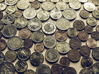 Image showing Vintage Euro coins background