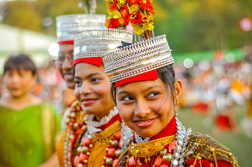 Image showing Three girls in Meghalaya