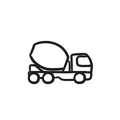 Image showing Concrete mixer truck sketch icon.