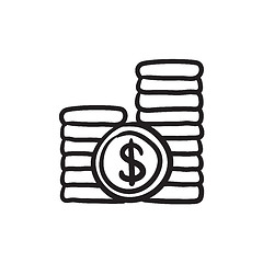 Image showing Dollar coins sketch icon.