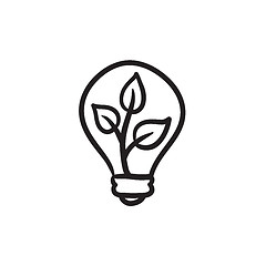 Image showing Lightbulb and plant inside sketch icon.