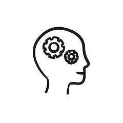 Image showing Human head with gear sketch icon.