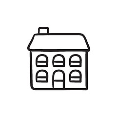 Image showing Two storey detached house sketch icon.