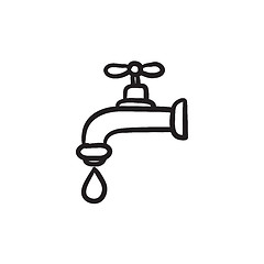 Image showing Dripping tap with drop sketch icon.