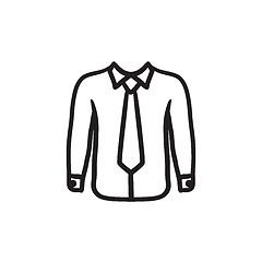 Image showing Shirt with tie sketch icon.