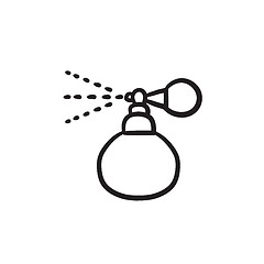 Image showing Perfume bottle spraying sketch icon.