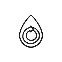 Image showing Water drop with circular arrow sketch icon.