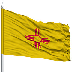 Image showing Isolated New Mexico Flag on Flagpole, USA state