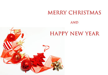 Image showing christmas decoration isolated , white background for post card g