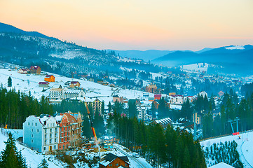 Image showing WInter Carpathians village. Bukovel, Ukraine