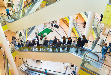 Image showing People escalator in shopping mall