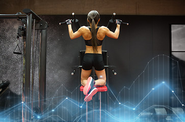 Image showing woman exercising and doing pull-ups in gym