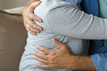 Image showing close up of married senior couple hugging