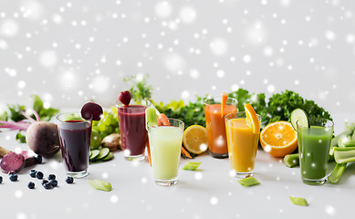 Image showing glasses with different fruit or vegetable juices