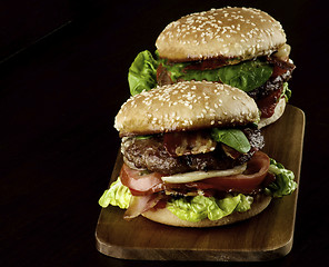 Image showing Two Tasty Hamburgers