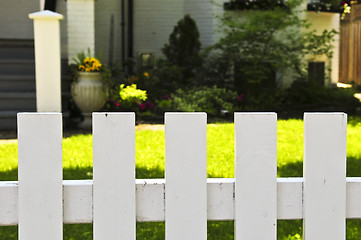 Image showing Front yard with white fence