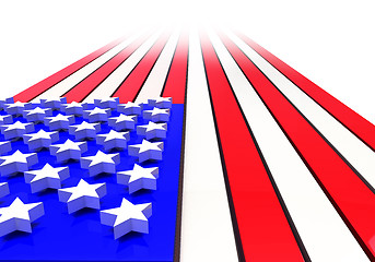 Image showing 3D Rendering of American Flag in Strong Perspective Disappearing