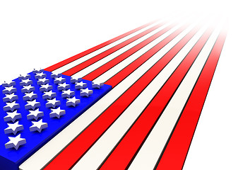 Image showing 3D Rendering of American Flag in Strong Perspective Disappearing